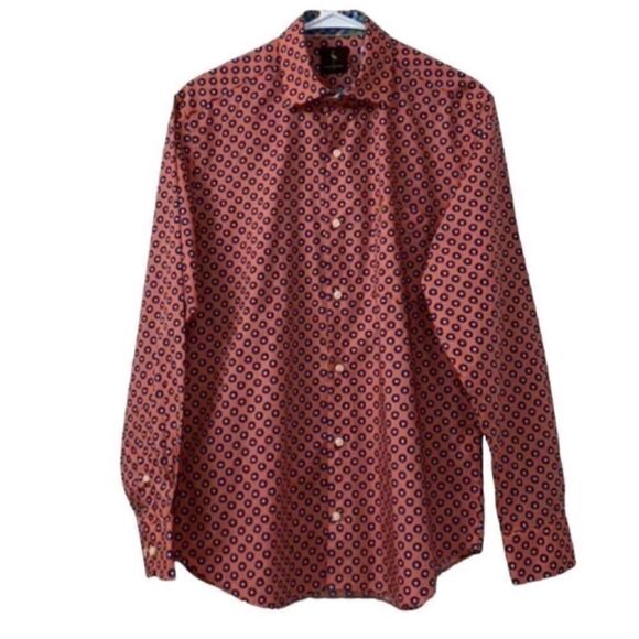 Tailorbyrd Red and Blue Patterned Casual Button Down Shirt - Picture 6 of 6